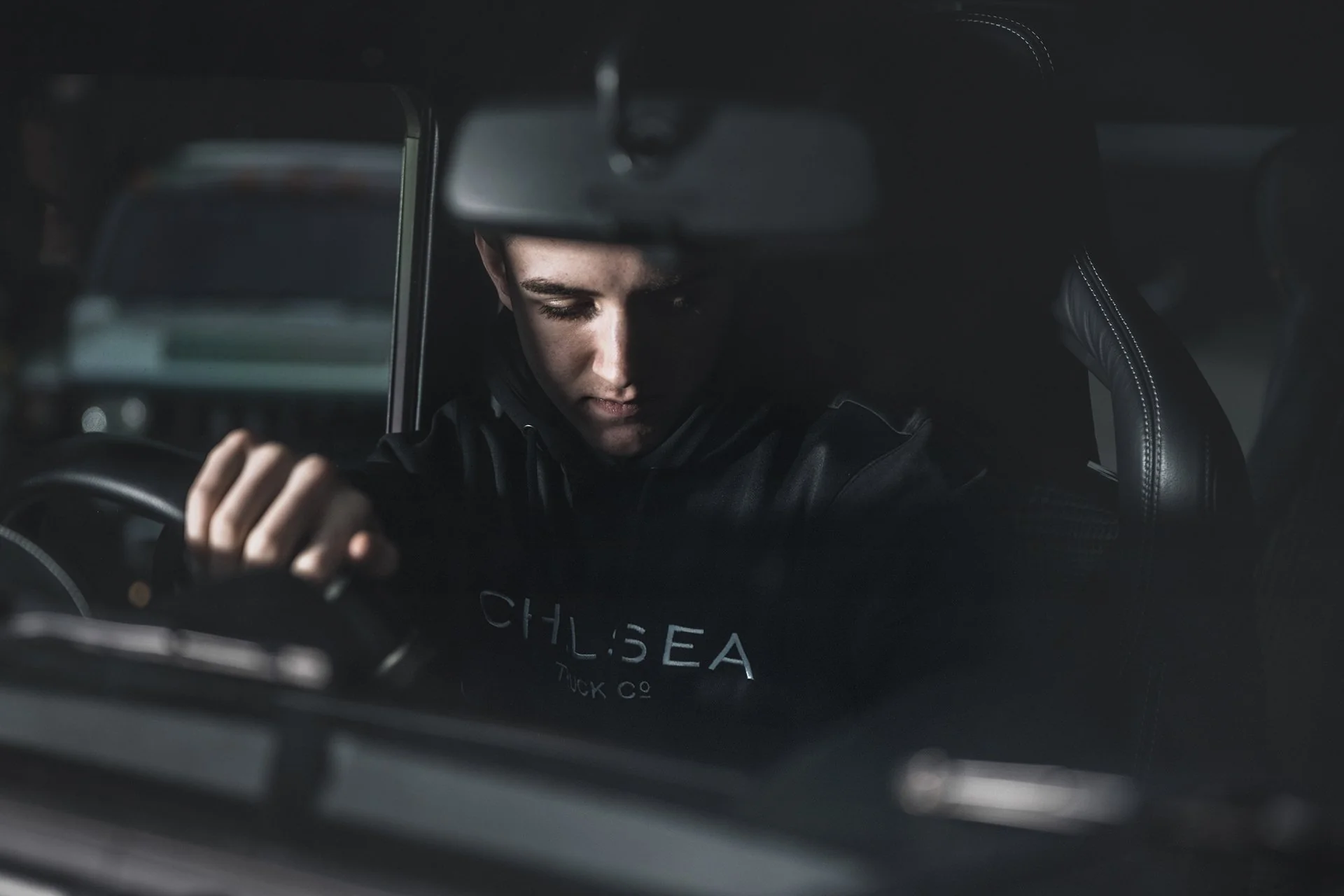 Men's Black with White Embroidery Chelsea Truck Co Hoodie - Image 8