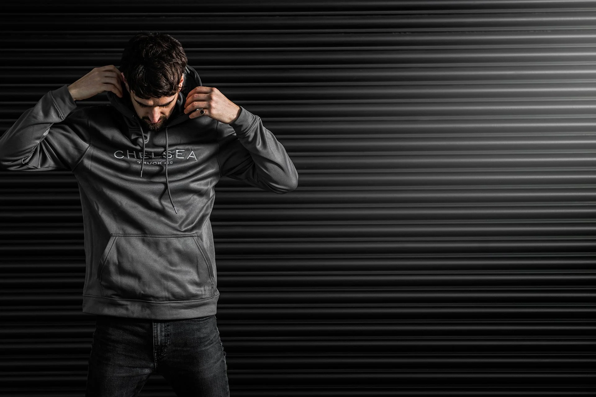 Steel Grey with Silver Embroidery - Chelsea Truck Co Hoodie - Image 5