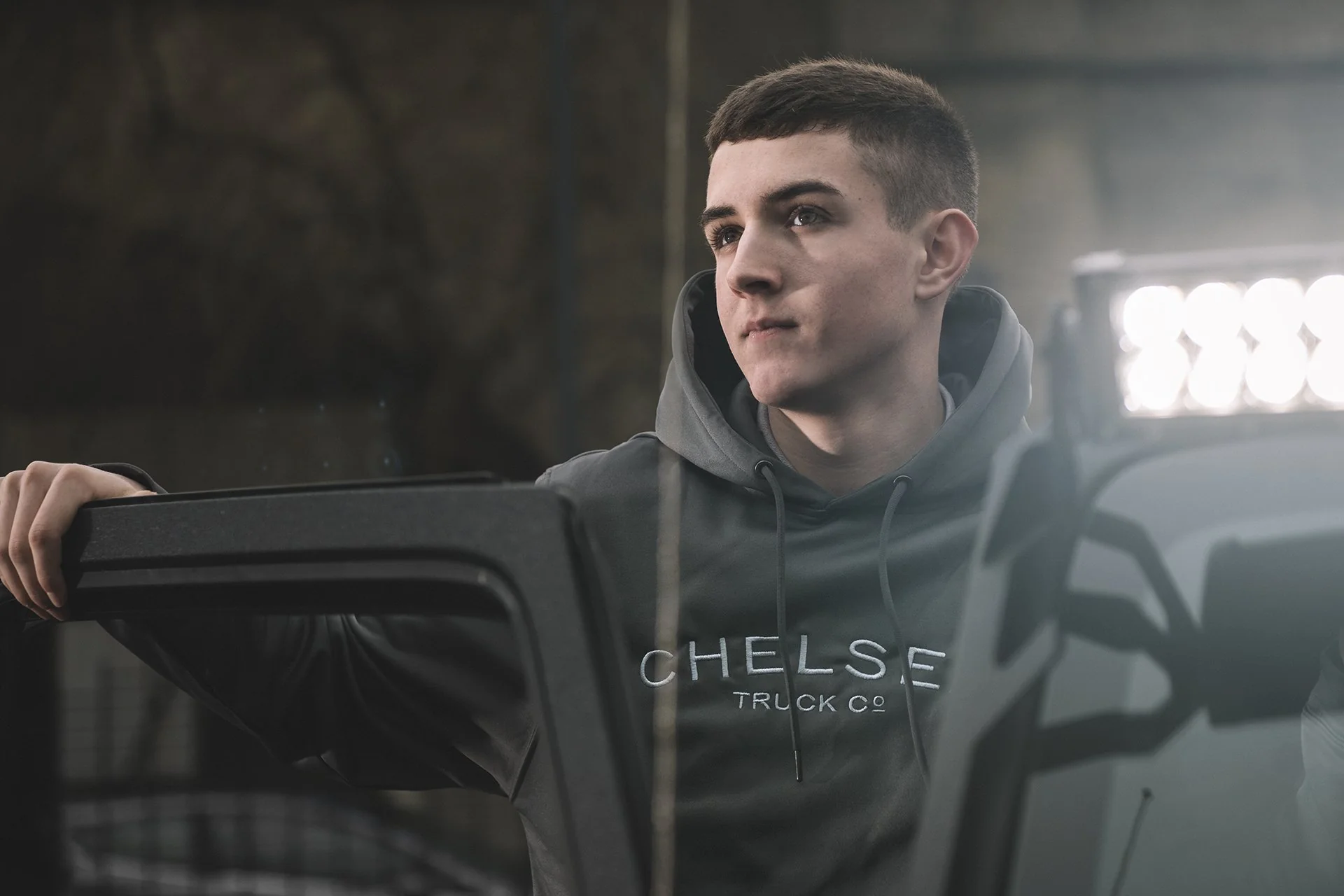 Steel Grey with Silver Embroidery - Chelsea Truck Co Hoodie - Image 8
