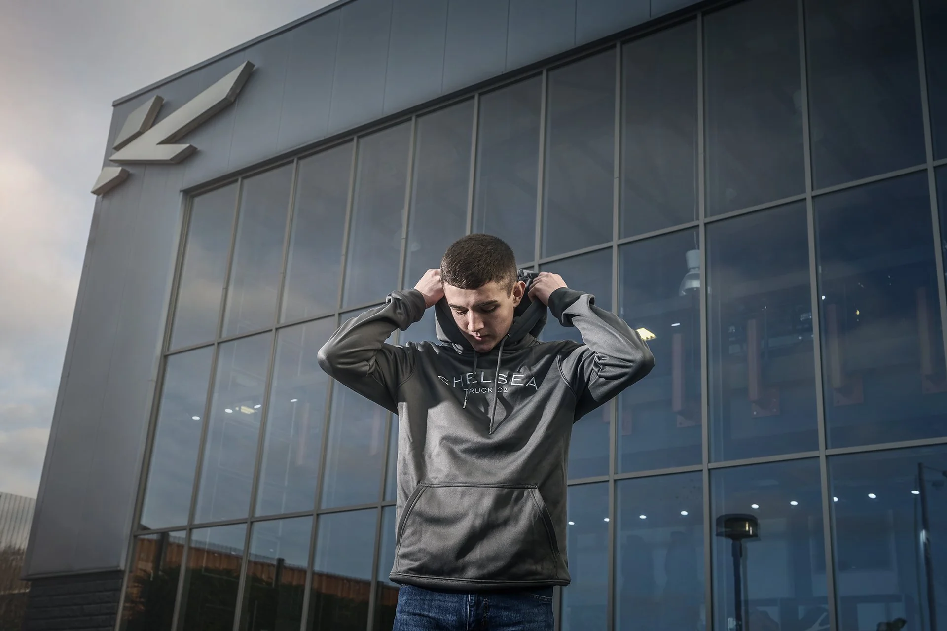 Steel Grey with Silver Embroidery - Chelsea Truck Co Hoodie - Image 9