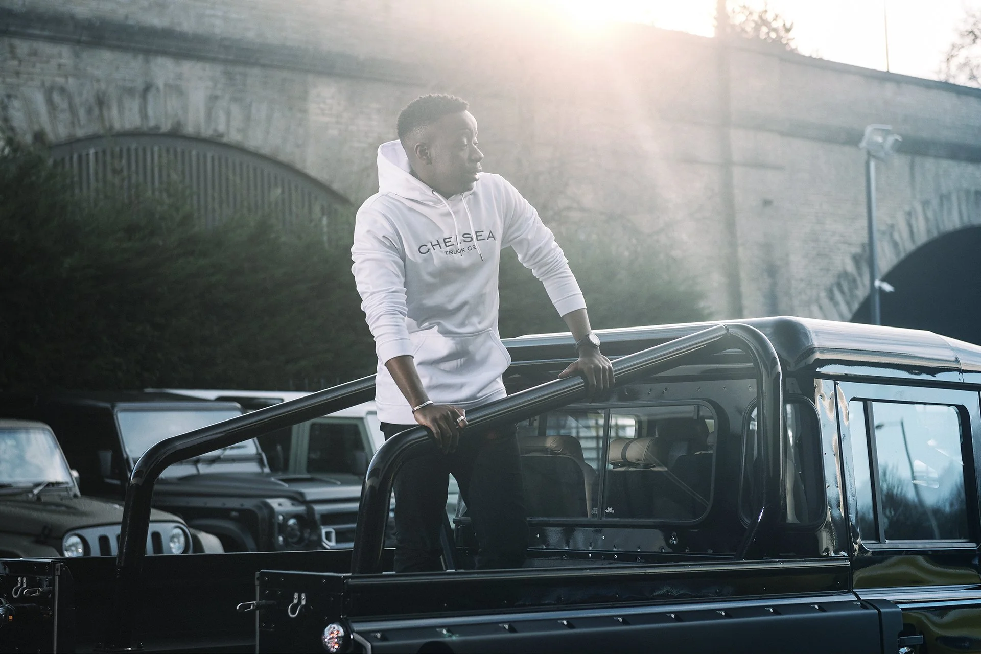 Chelsea Truck Co Hoodie - White with Black Embroidery - Image 4