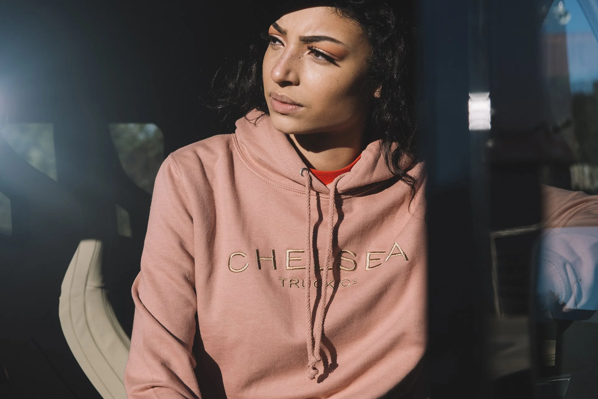 Chelsea Truck Co Hoodie - Dusty Pink with Gold Embroidery - Image 4