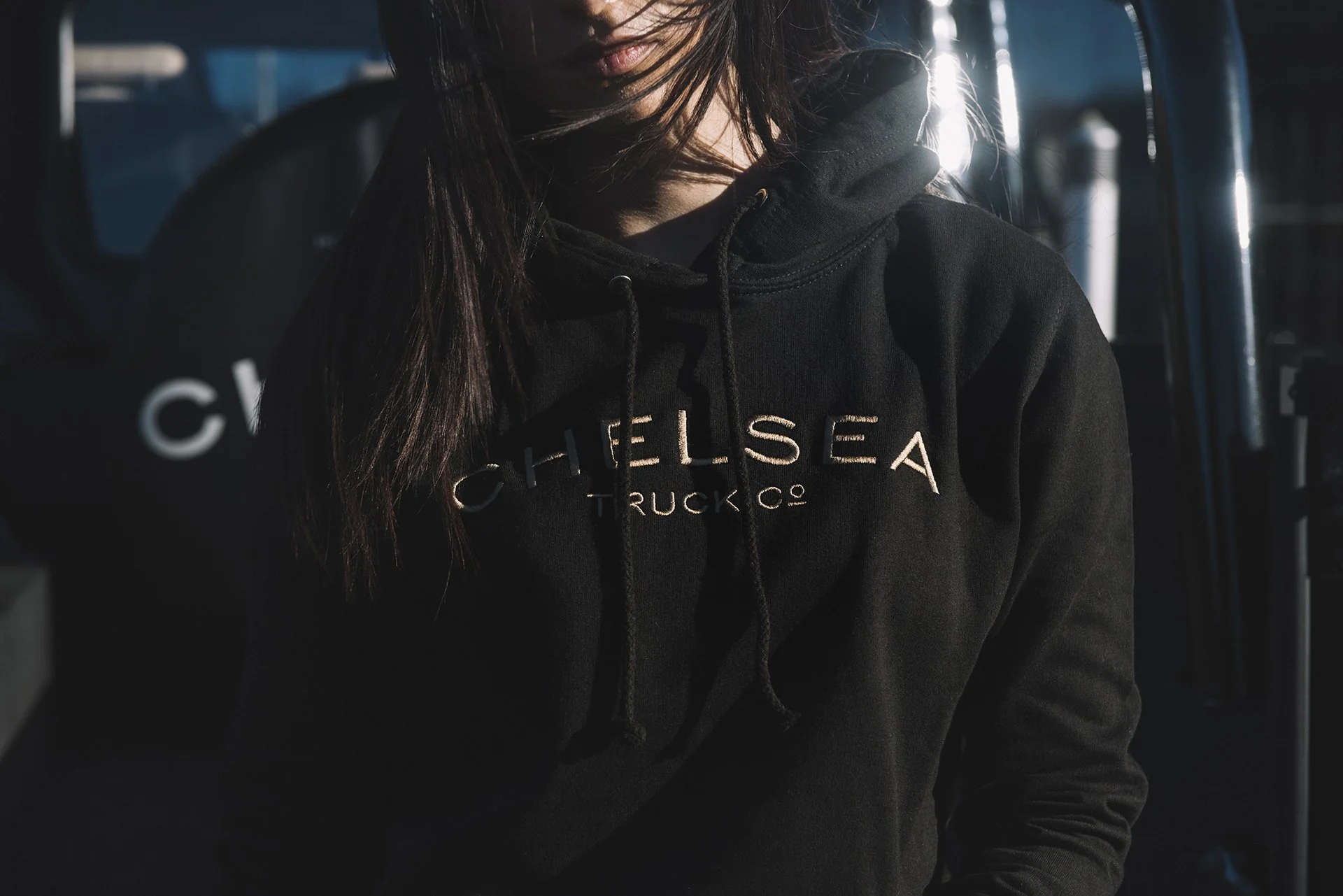 Chelsea Truck Co Black with Gold Embroidery Hoodie - Image 5